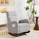 Modern High Back Corduroy Leisure Rocking Chair For Nursery | Grey