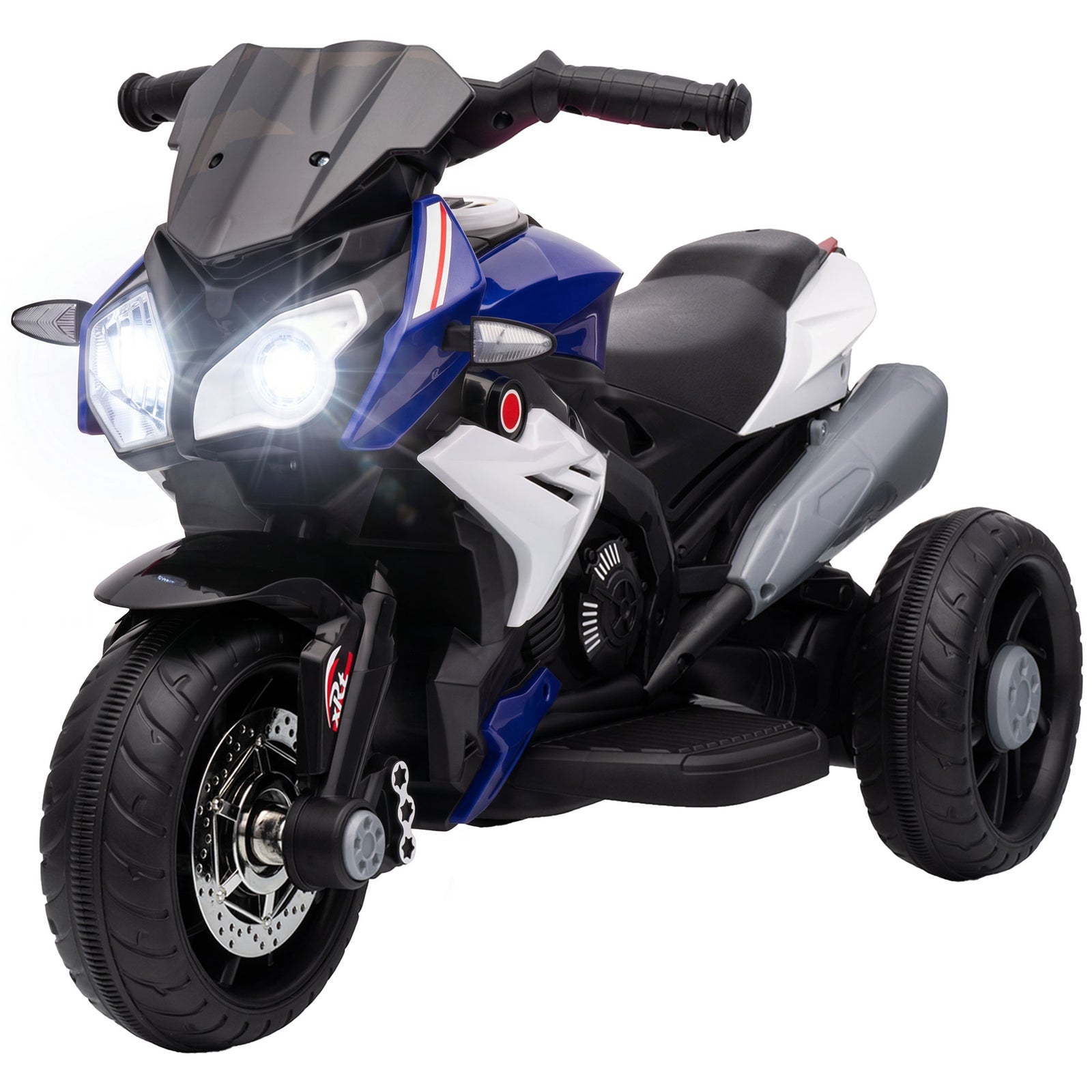 Kids Electric Motorcycle With 3 Wheels, Headlight, Music, Horn | Blue