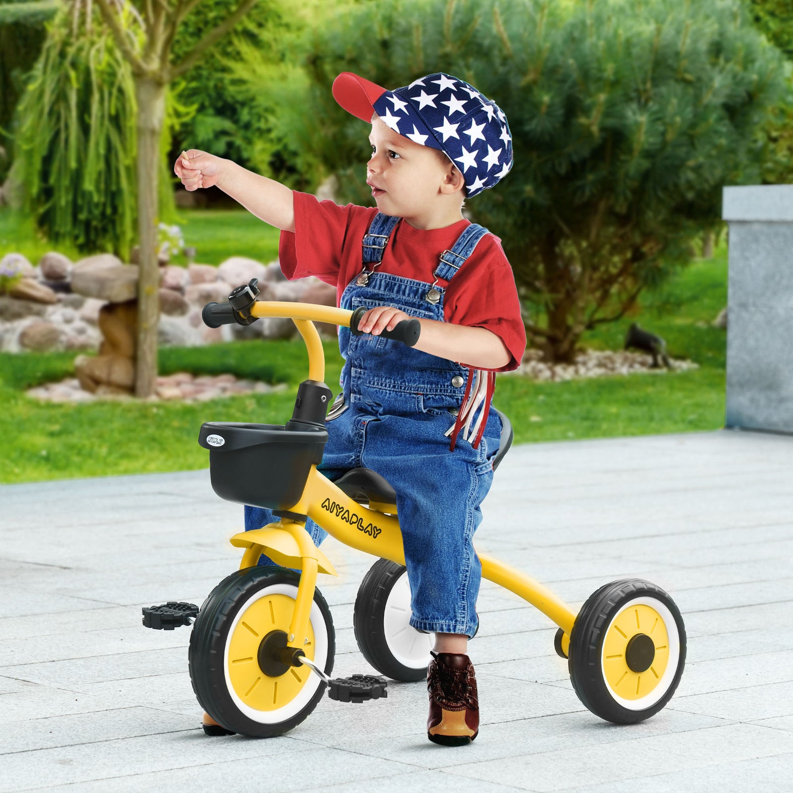 Trike W/ Adjustable Seat Basket, Kids Tricycle For 2-5 Years Old | Yellow