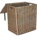 Wicker Antique Wash Vintner Storage Picnic Basket | Small | Gray