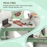 Kids Dressing Table With Mirror, Stool, Drawer, Girls Vanity Table | Green