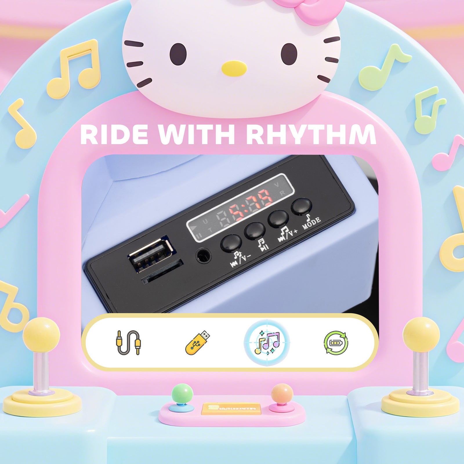 Hello Kitty Kids Ride On Bumper Car With Remote Control, White