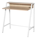 2-tier Storage Computer Workstation With Shelf, Metal Frame | Brown