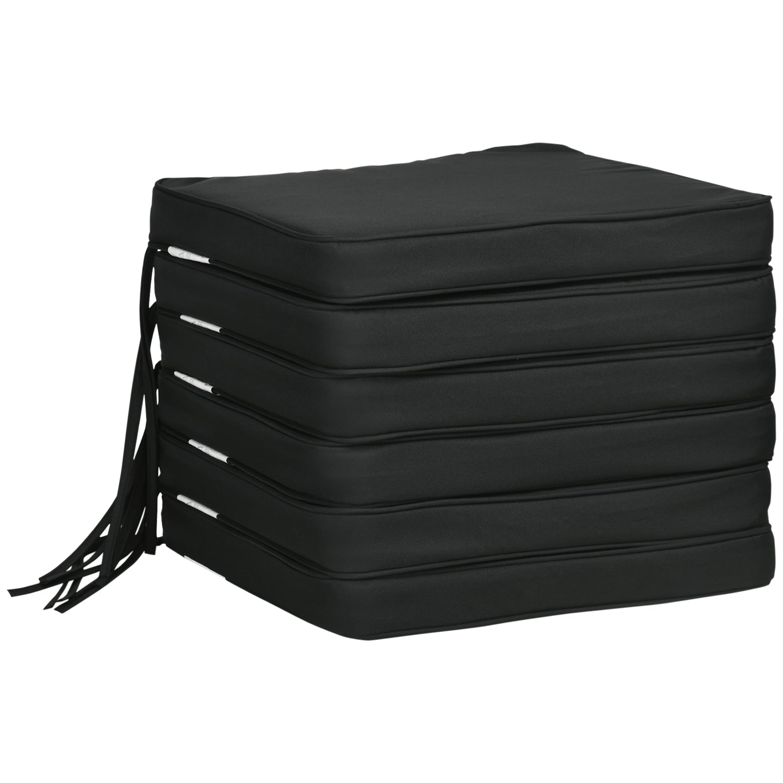 6-piece Chair Cushion Seat Pads Dining Chair Withstraps | Black