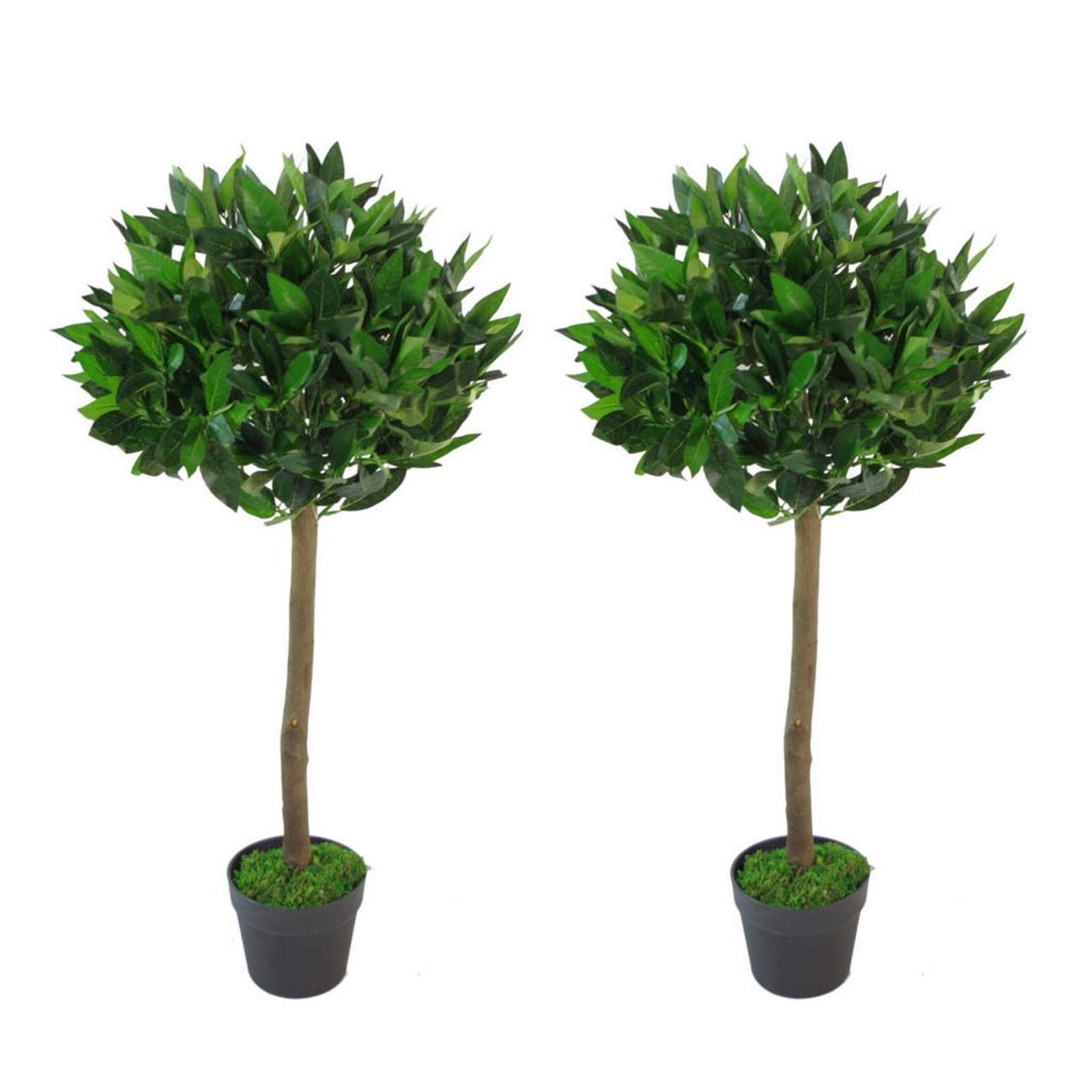 90cm  Design Uk Pair Of Artificial Bay Topiary Ball Trees