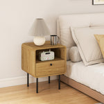 Bedside Table With Drawer And Shelf, Modern Bedside Cabinet, Oak