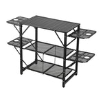 Portable Folding Camping Table With Shelves, Lightweight Aluminium Outdoor Table For Camping
