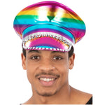 Metallic Studded Rainbow Captains Hat