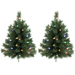 HOMCOM 60 Cm Prelit Christmas Tree, 2 Packs, 130 Tips, Ground Stakes, Green