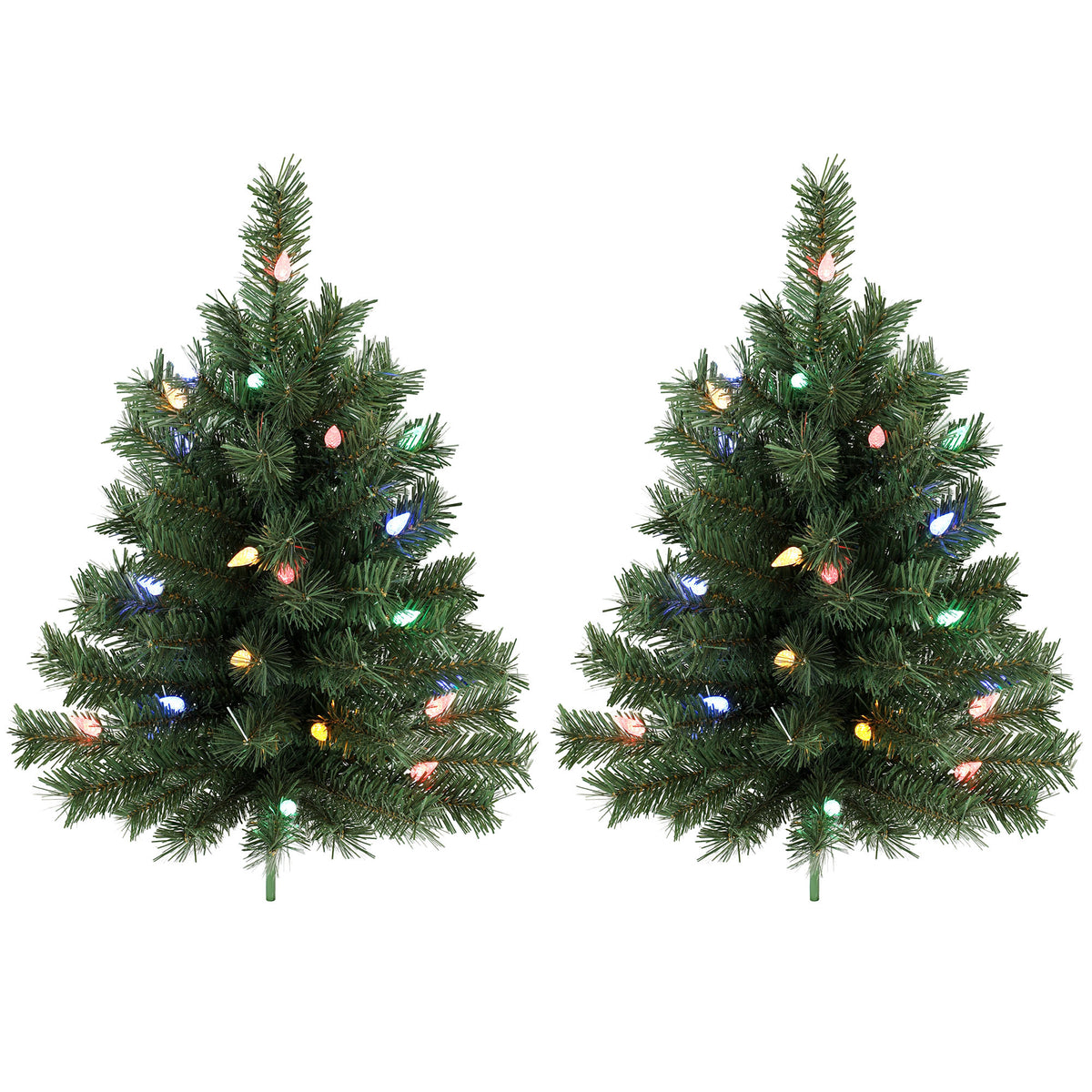 HOMCOM 60 Cm Prelit Christmas Tree, 2 Packs, 130 Tips, Ground Stakes, Green