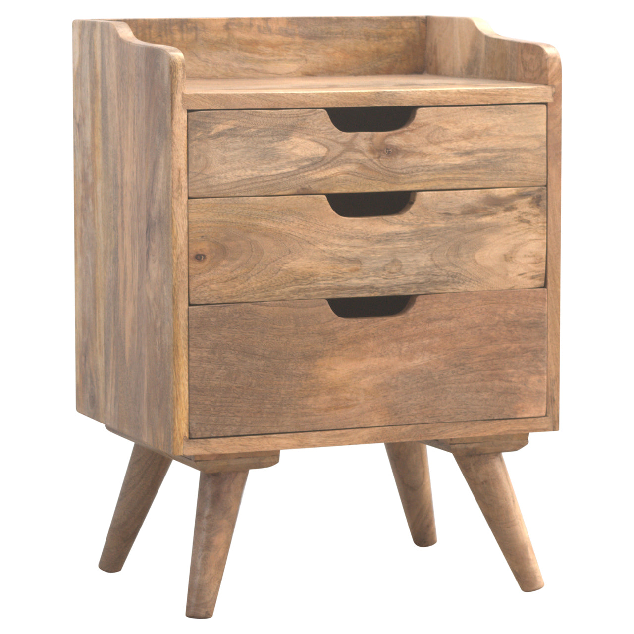 Solid Wood 3 Drawer Gallery Bedside