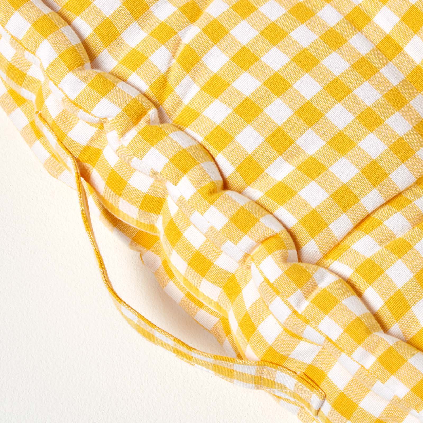 Cotton Gingham Check Floor Cushion | 50cm x 50cm | Yellow