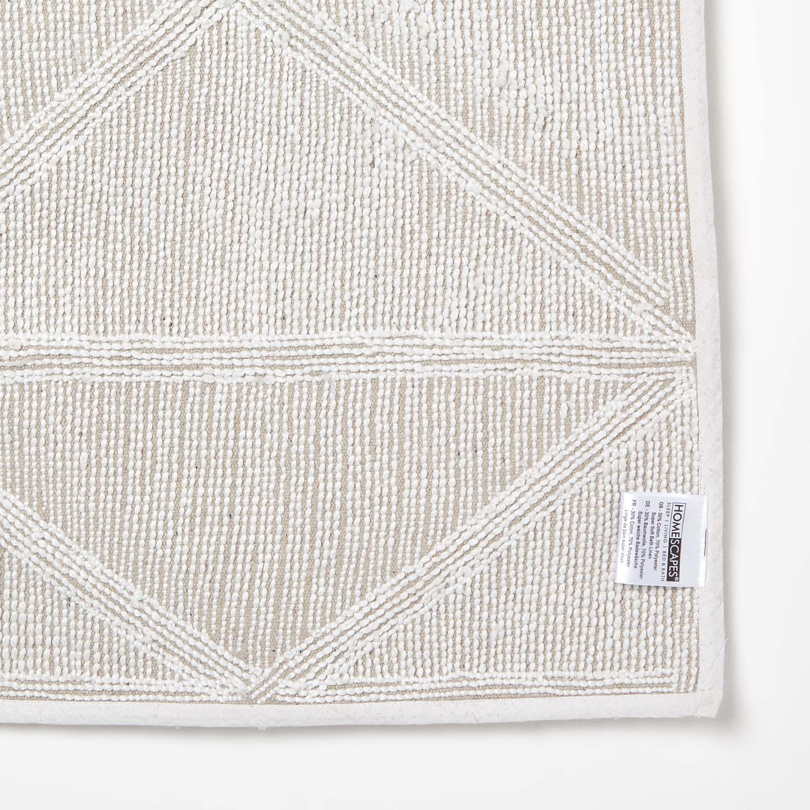 Tufted Geometric Design Bath Mat | 50 x 80cm | White