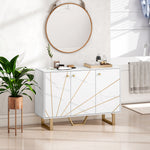 Sideboard Storage Cupboard With Metal Legs For Living Room | White