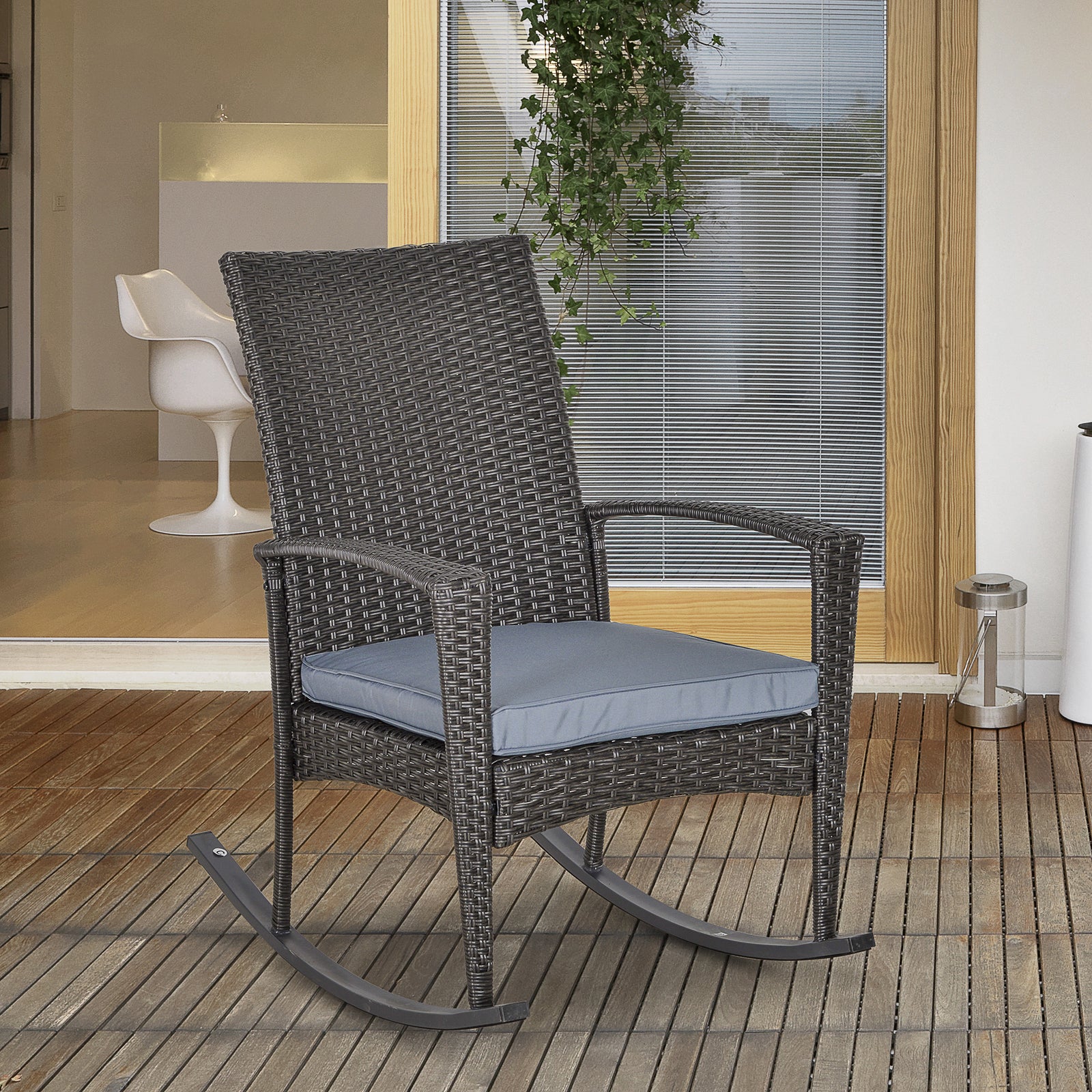 Rattan Rocking Chair Garden Recliner | Grey
