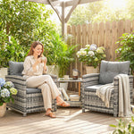 Rattan Garden Furniture Bistro Set With Cushion | Mixed Grey