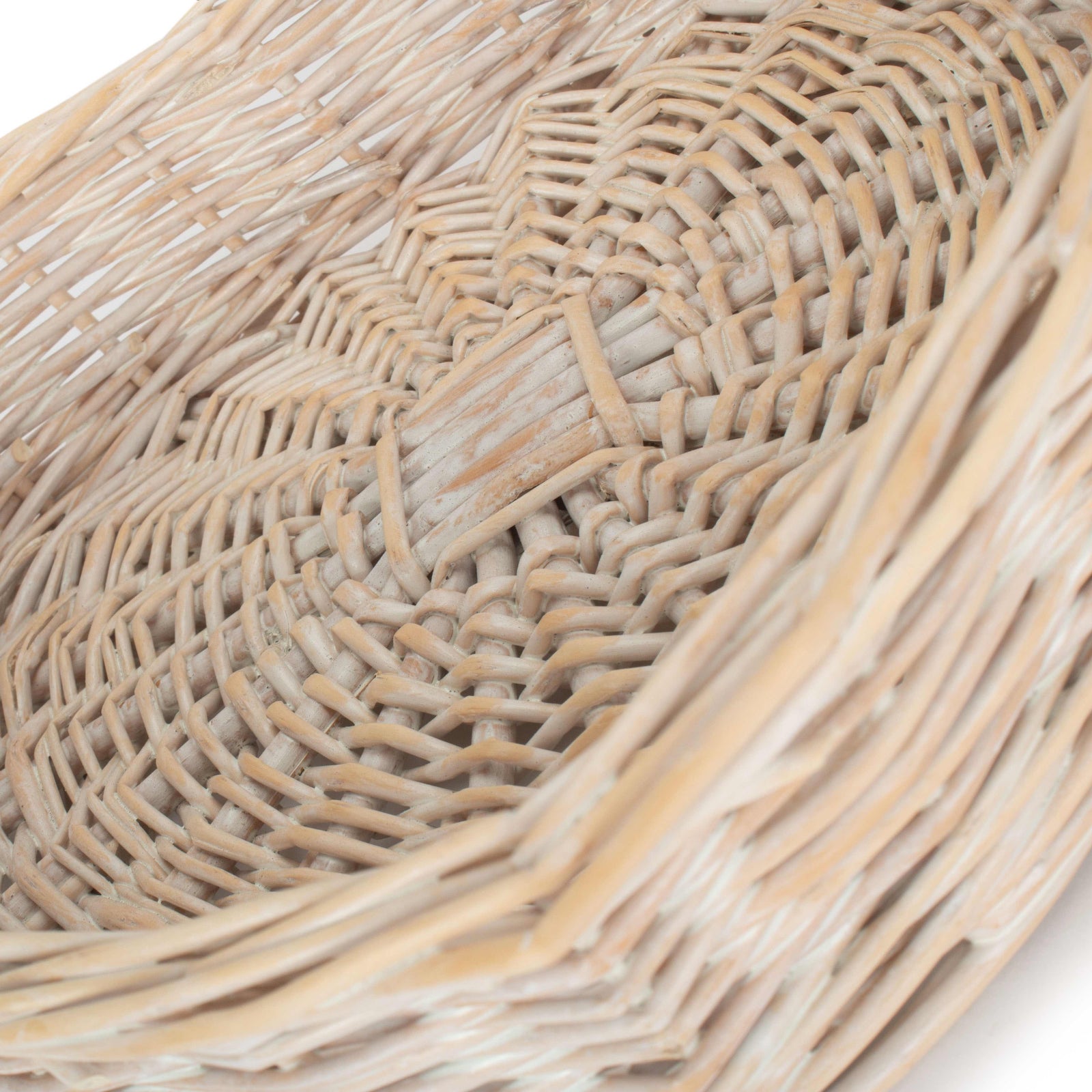 Wicker White Wash Heart Shaped Tray | Small | White