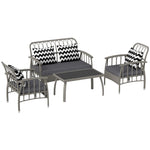 4 Piece Rattan Garden Furniture Set With Adjustable Back