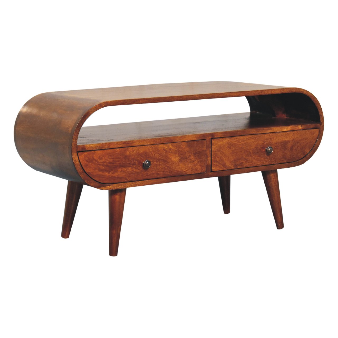 Solid Wood Chestnut Circular Tv Stand