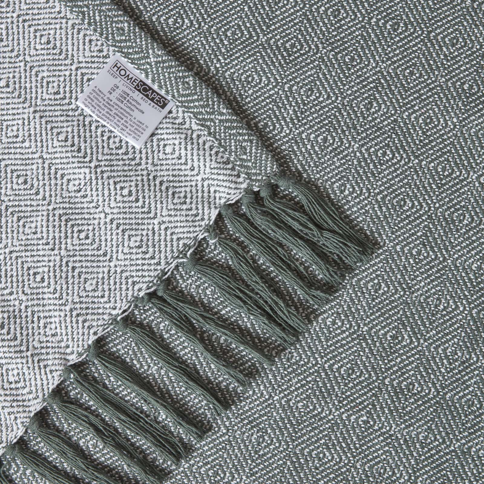 Malda Cotton Throw With Tassels | 225cm x 255cm | Green