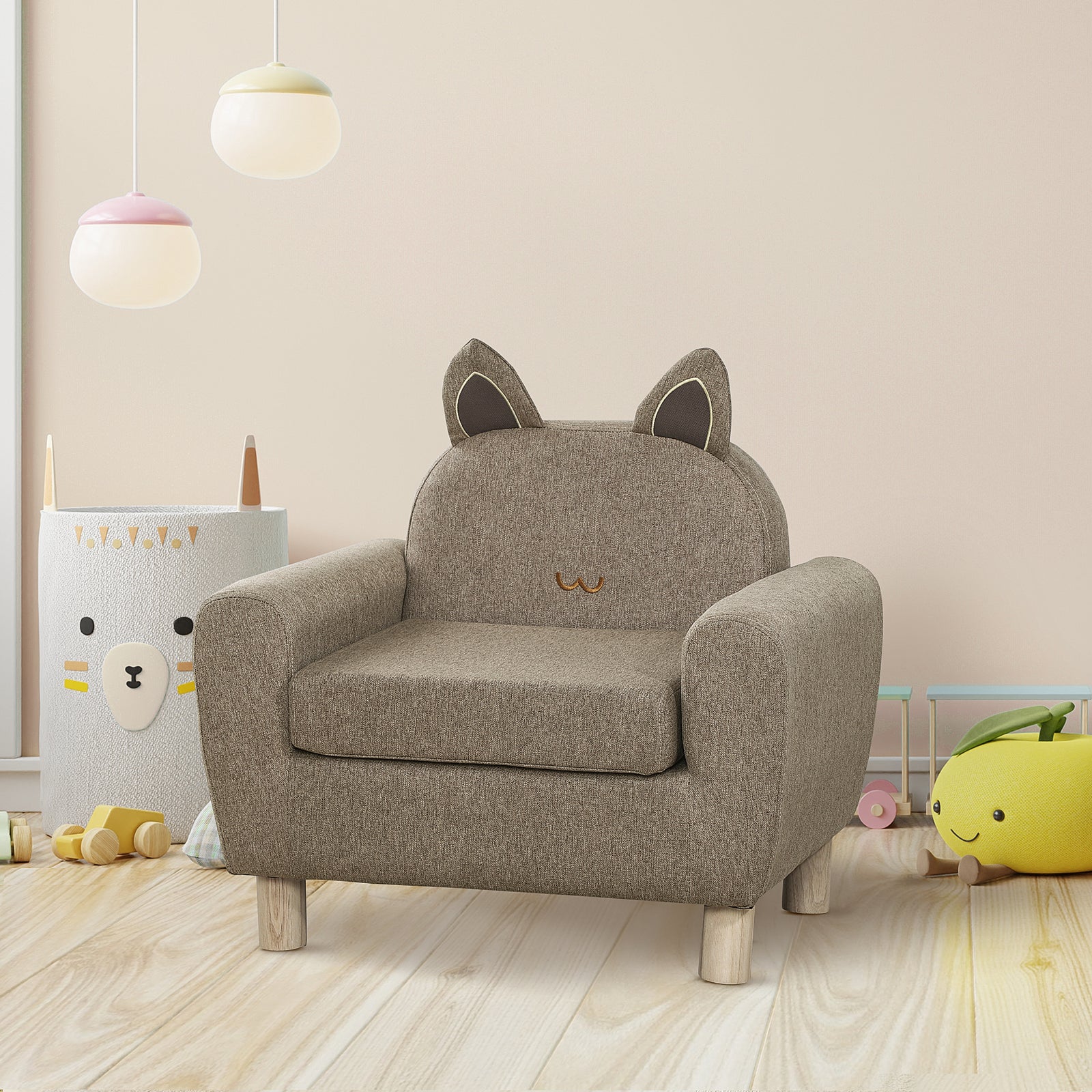 Kids Sofa Toddler Chair Children Armchair Ear Modeling For Bedroom Brown