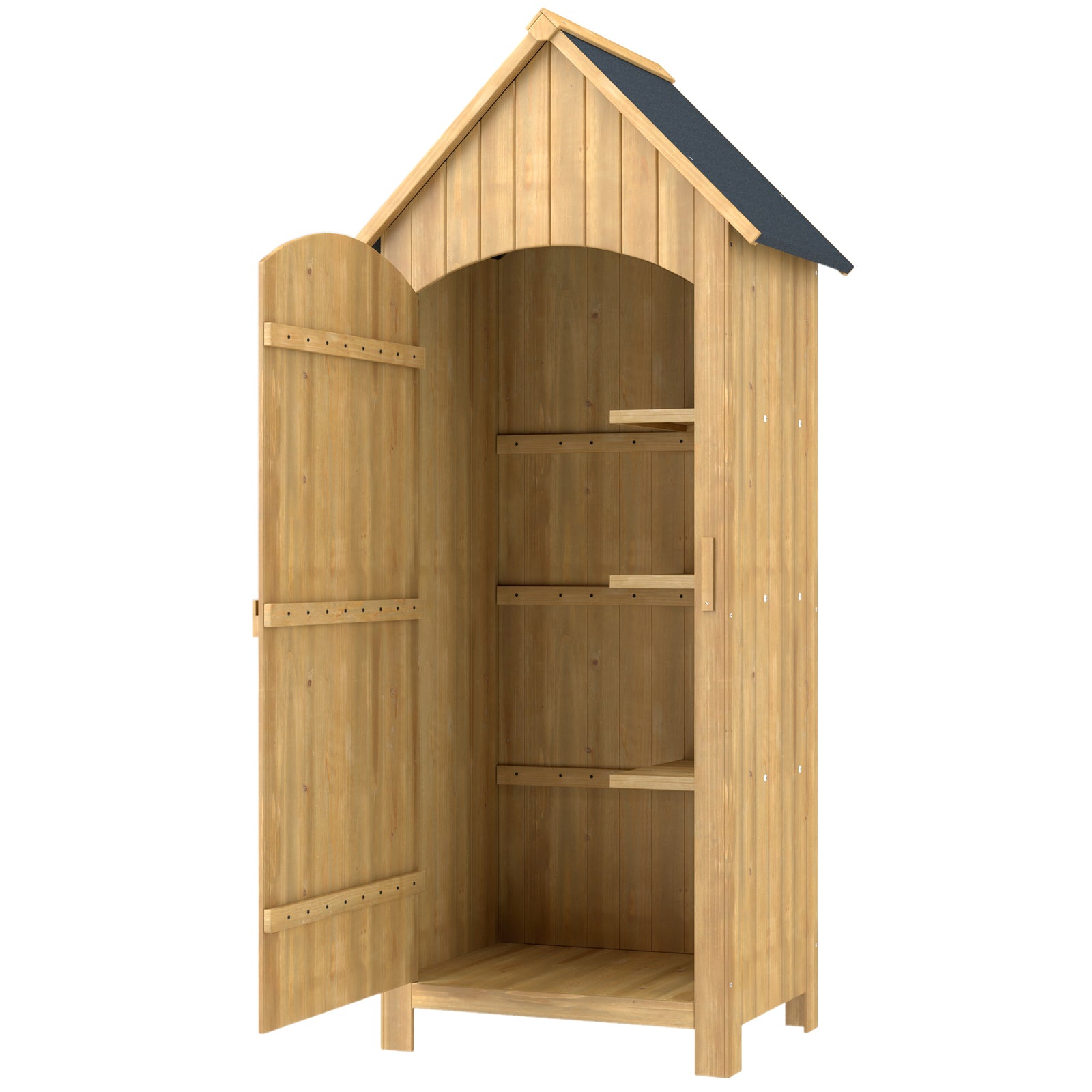 Wooden Small Garden Shed With 3 Shelves And Tilt Roof