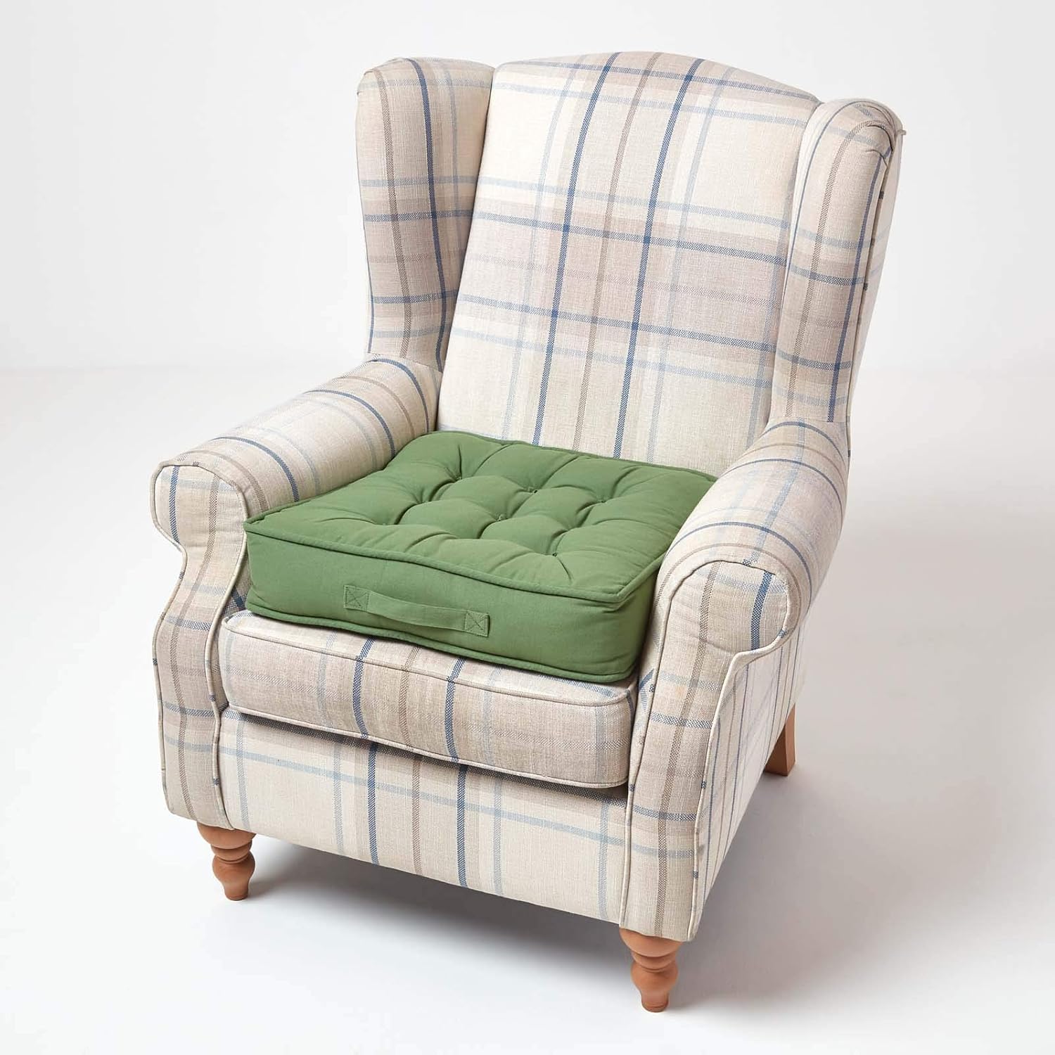 Cotton Armchair Booster Cushion | 50cm x 50cm | Forest Green