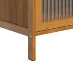 Versatile 4-tier Storage Cabinet With Transparent Doors,bamboo & Mdf Freestanding Organizer For Small Spaces