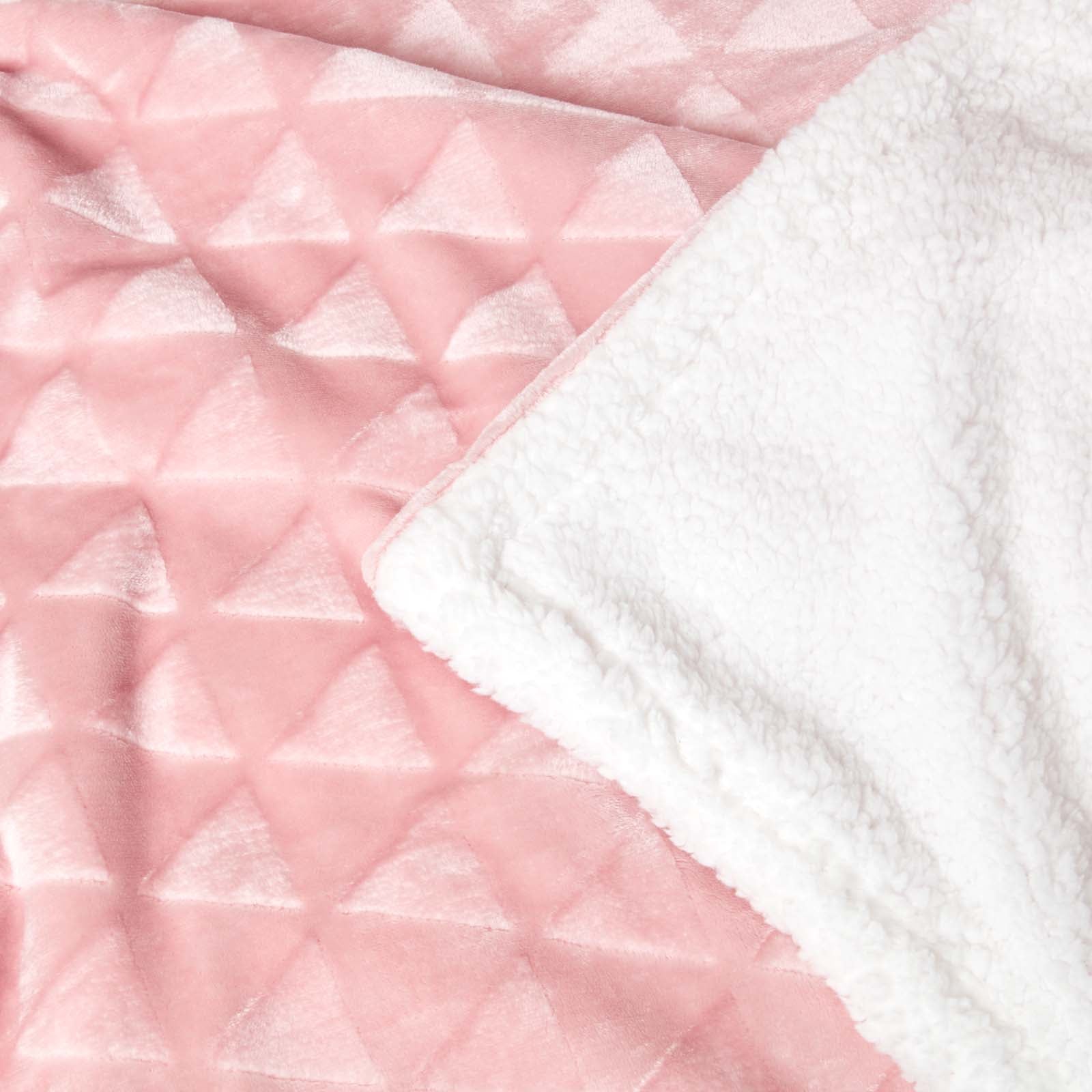 Geometric Triangle Velvet Throw | 160cm x 200cm | Blush Pink