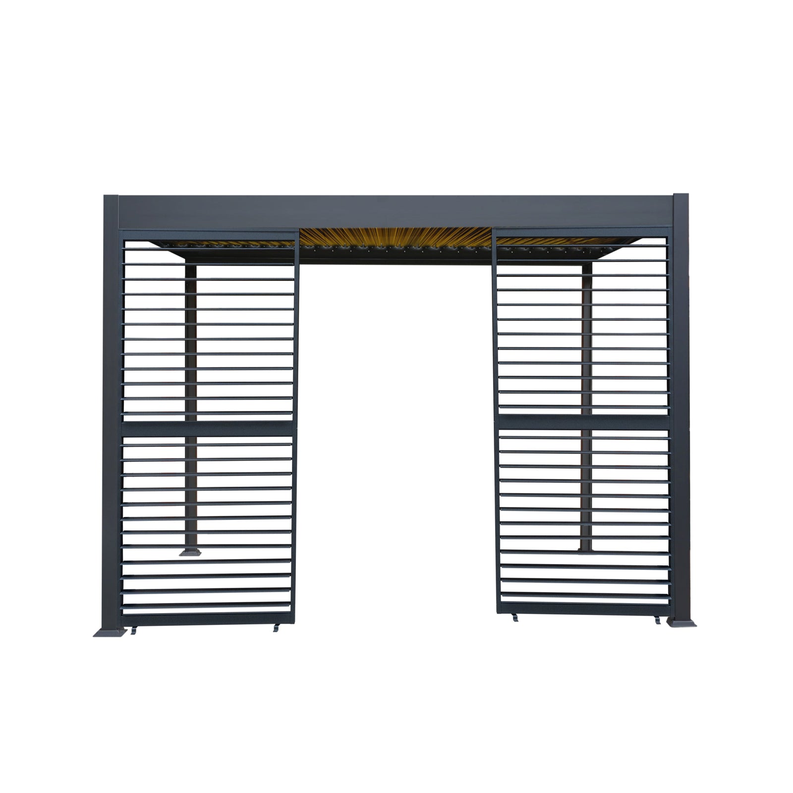 Anthracite Aluminium Pergola With Led Lights & 2 X Shutter Panels | 3m x 3m | Anthracite