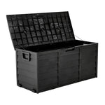 290l Weatherproof Garden Storage Box Outdoor Cabinet With Wheels | Black