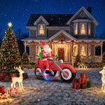 1.8m Santa On Motorcycle Christmas Inflatable Model Decoration With Led Lights
