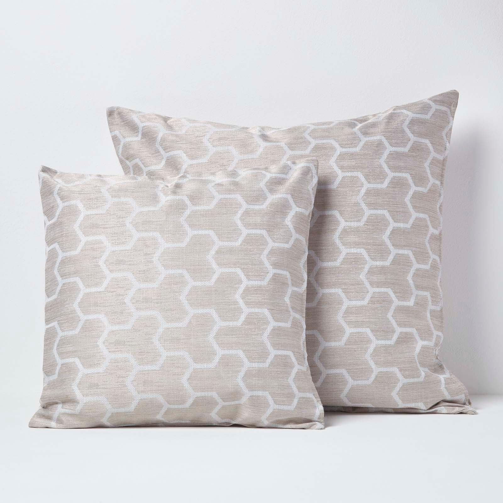 Geometric Jacquard Cushion Cover | 45cm x 45cm | Natural
