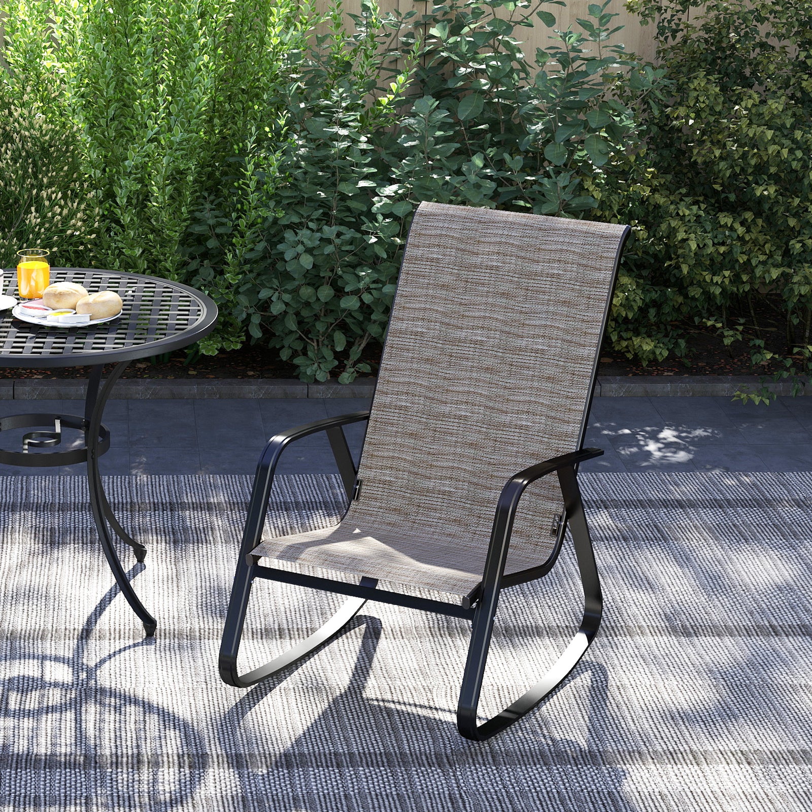 Garden Rocking Chair, Ergonomic With Armrests | Brown