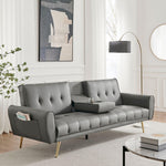 Lora Faux Leather Sofa Bed 3 Seater | Light Grey