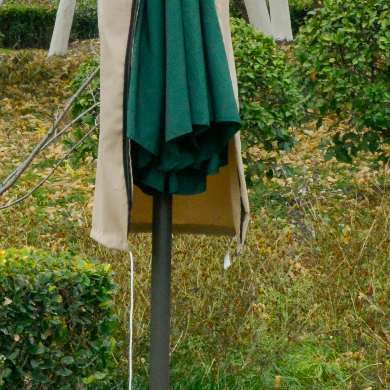 Garden Parasol Cover For 2-4m Outdoor Umbrella Uv Protector | Khaki