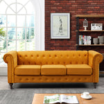 Pelham 207cm Wide Velvet Fabric 3 Seat Chesterfield Sofa | 3 | Orange
