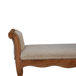 Solid Wood Cream Boucle French Style Bench
