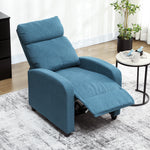 Linen Fabric Reclining Chair With Padded Seat, Blue