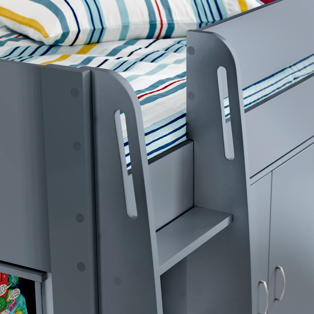 Lacy Storage Mid Sleeper Bed | Single | Grey