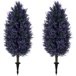 HOMCOM Set Of 2 Artificial Lavender Flowers With Stakes For Indoor Outdoor