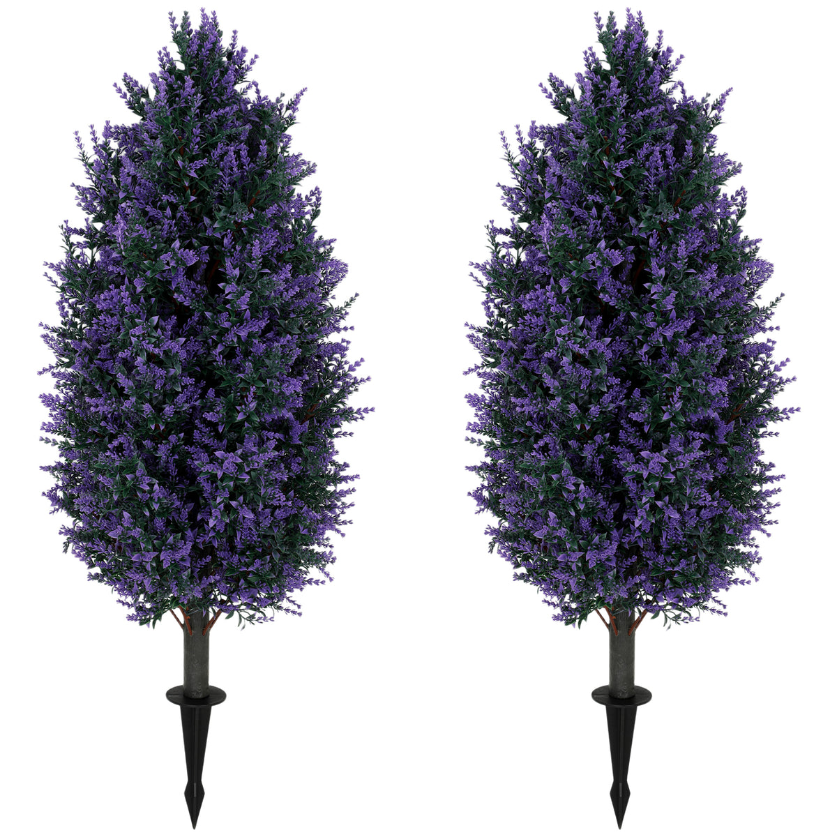 HOMCOM Set Of 2 Artificial Lavender Flowers With Stakes For Indoor Outdoor