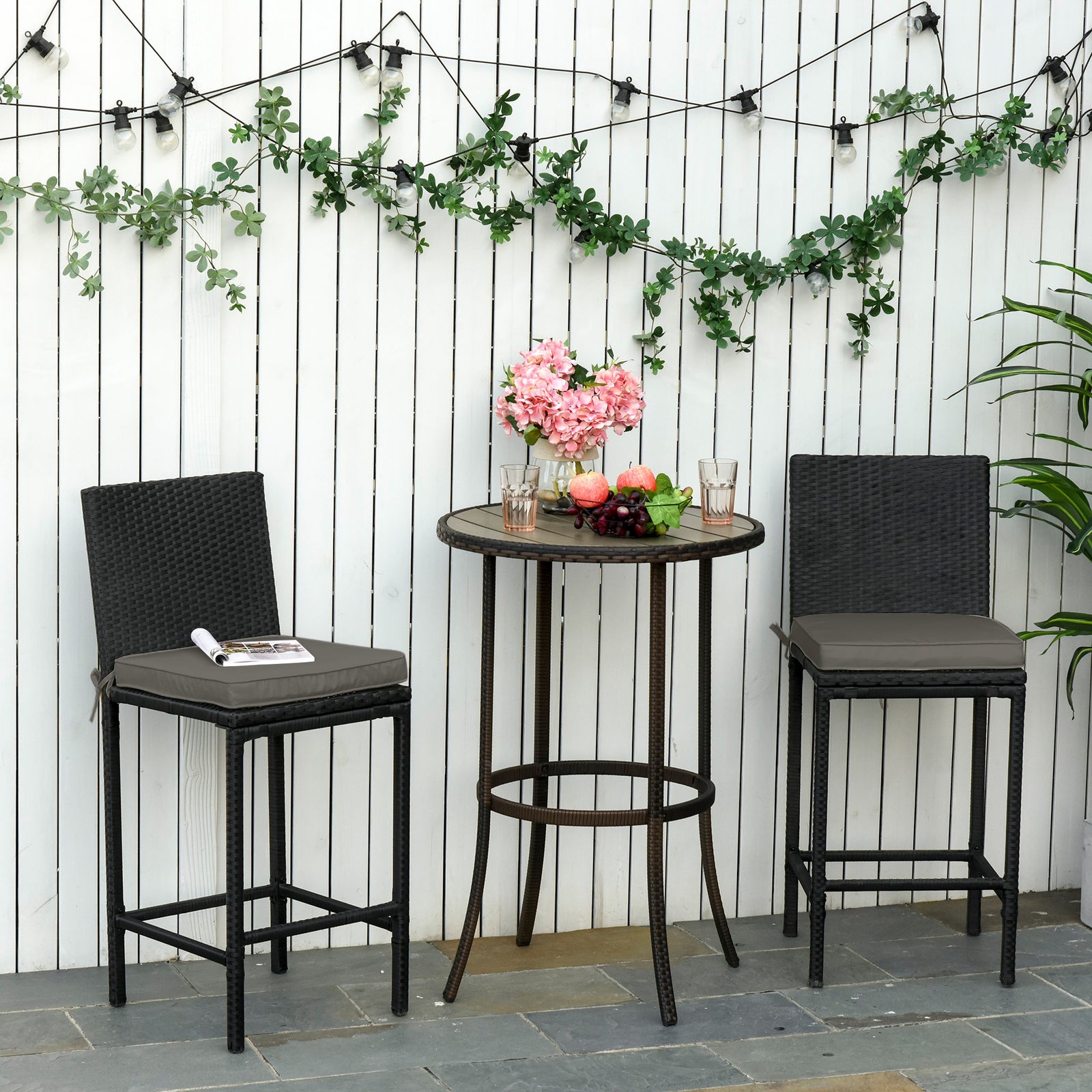 45 X 45cm Garden Chair Cushion With Ties And Zip Seat Pads | Dark Gray