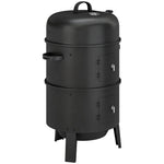 3-in-1 Vertical Charcoal Smoker With 2 Grill Grates, Thermometer