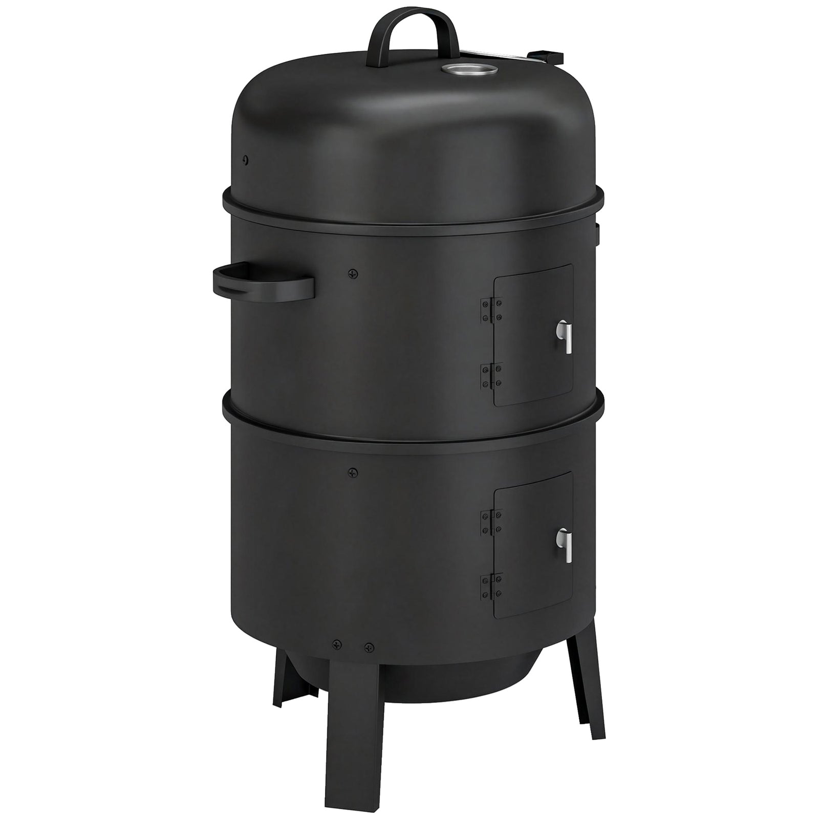 3-in-1 Vertical Charcoal Smoker With 2 Grill Grates, Thermometer