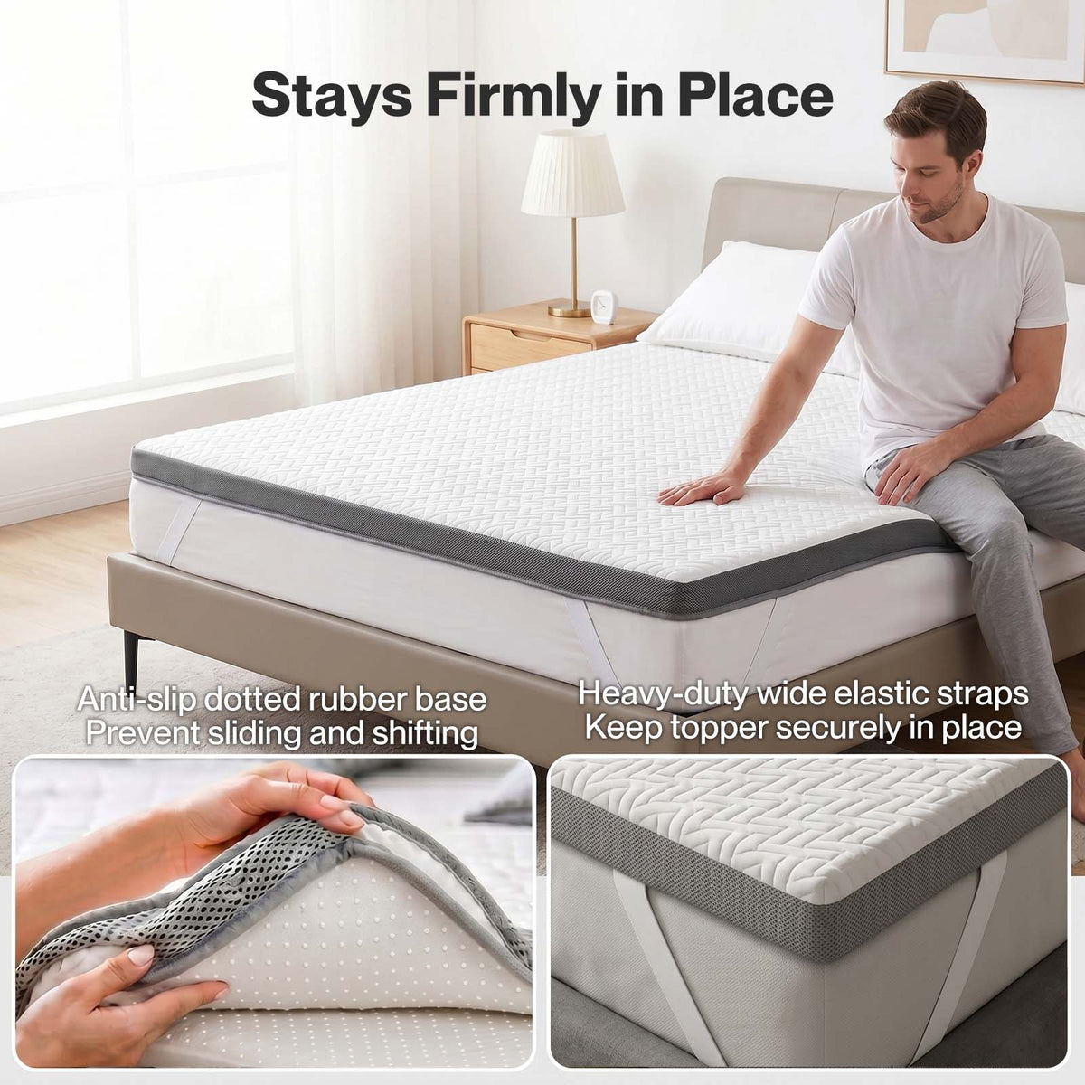 Lavio Mattress Topper Memory Foam Dual Layer Hotel Quality Bed Protector