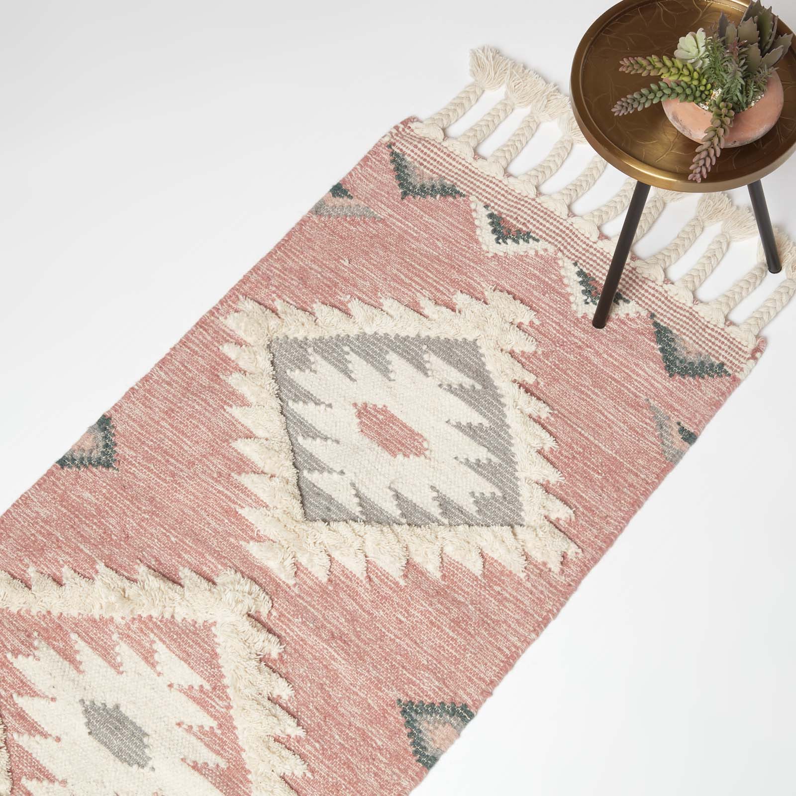 Pali Pink Kilim Wool Rug | 200cm | Pink