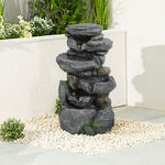 Living and Home Outdoor Rock Waterfall Fountain With Led Lights
