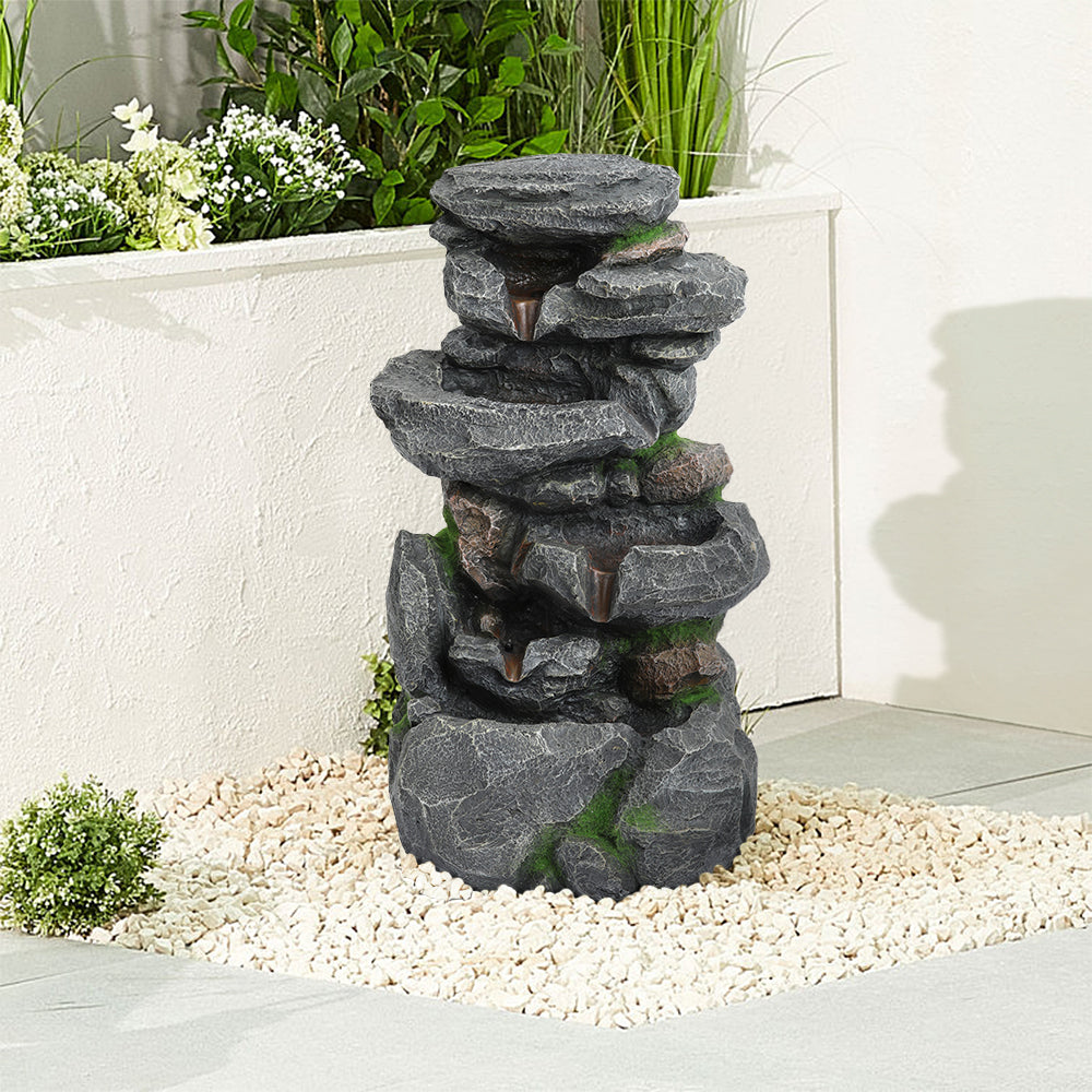 Living and Home Outdoor Rock Waterfall Fountain With Led Lights