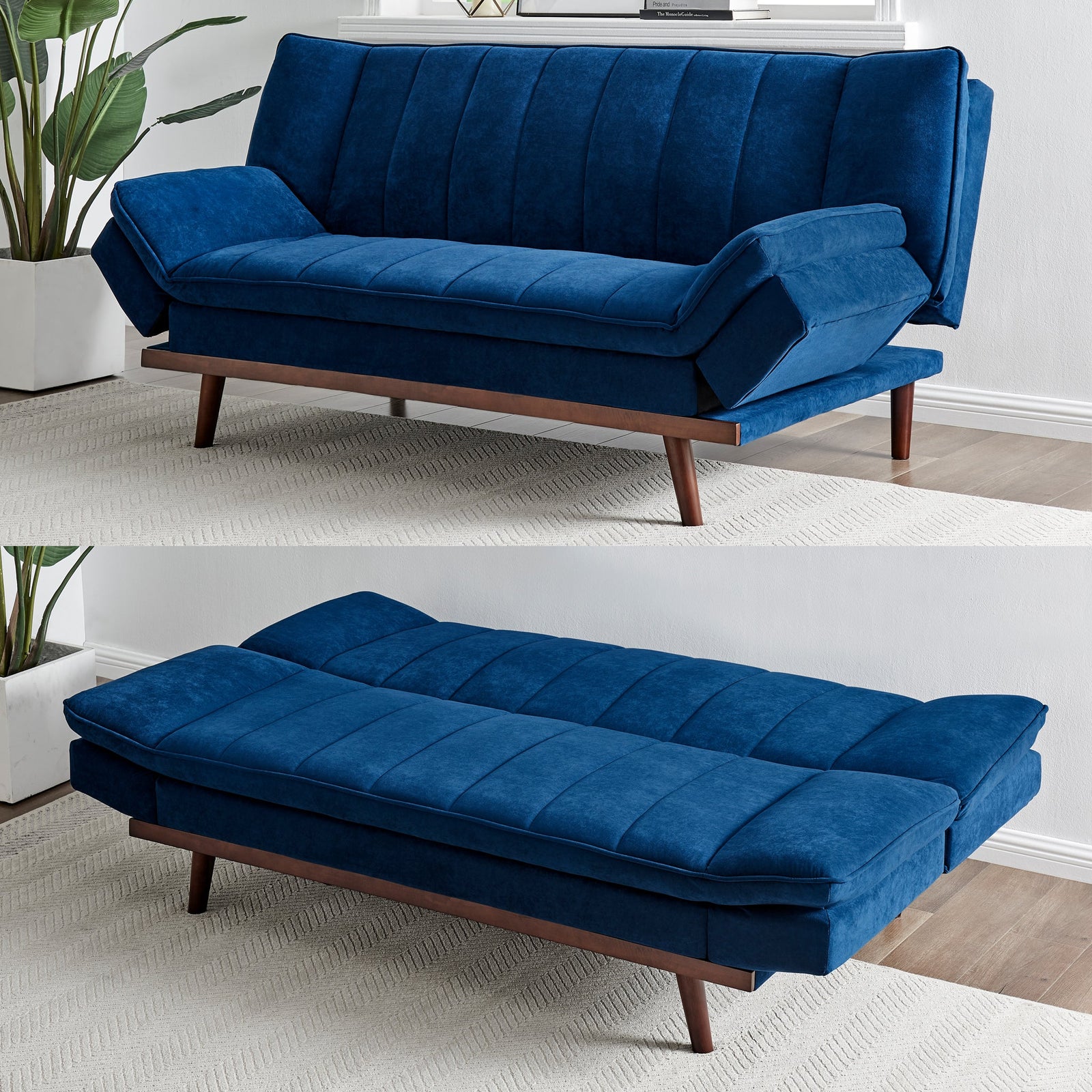 Scandinavian Click Clack Sofa Bed - Double | Navy Blue